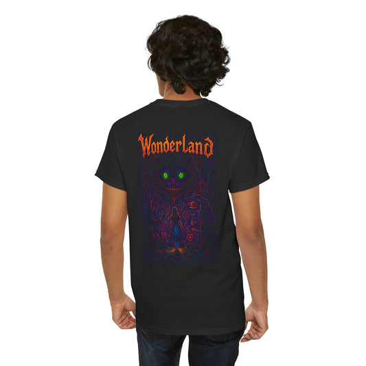 T-shirt Noir Wonderland Psychédélique