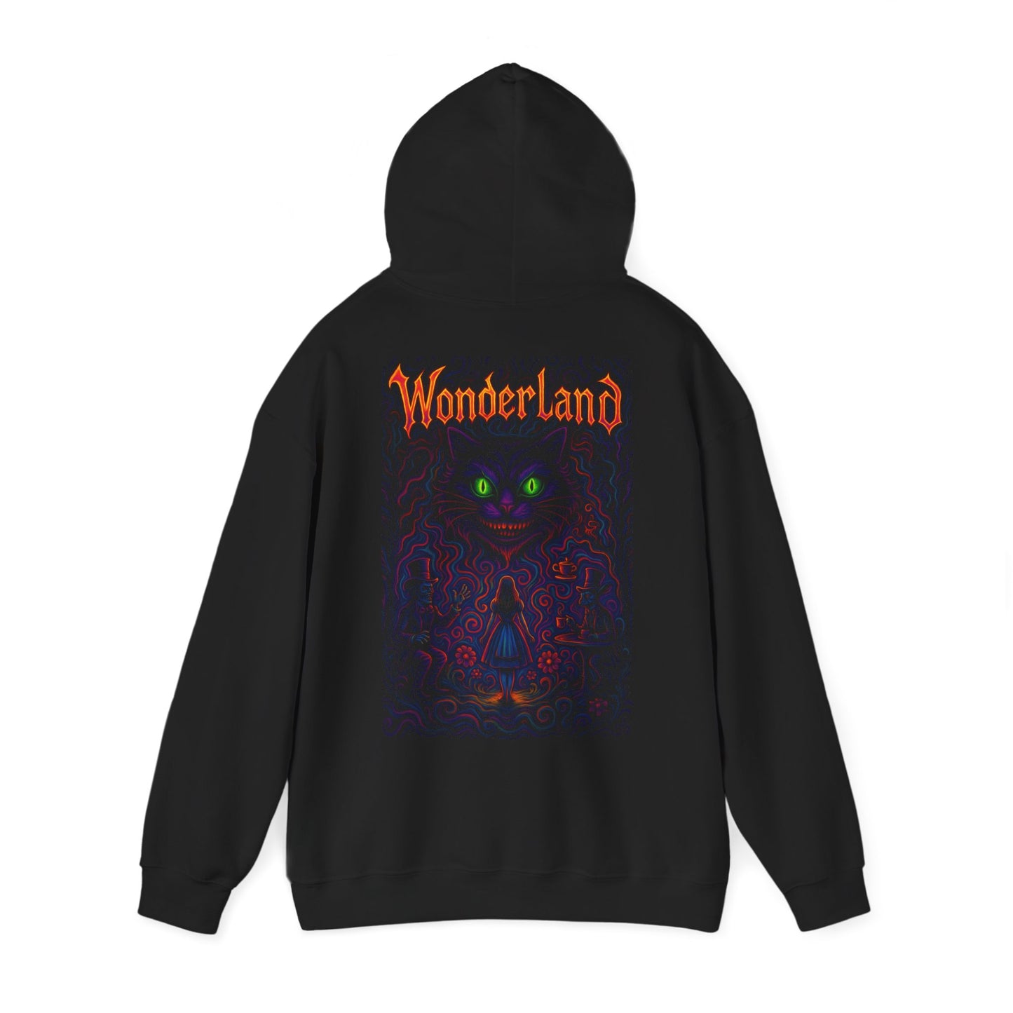 Sweat à capuche Noir Wonderland Psychédélique