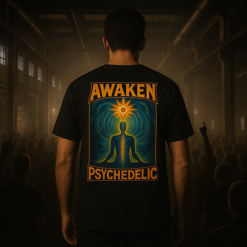 T-shirt Noir Awaken Psychedelic