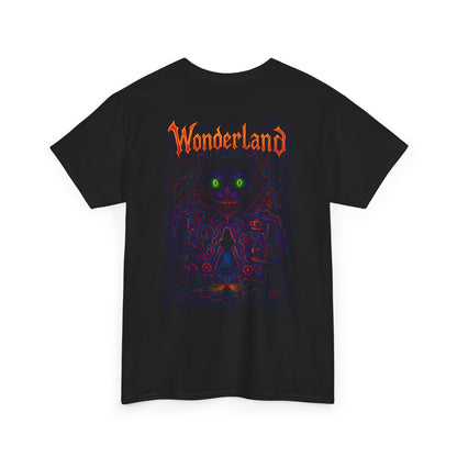 T-shirt Noir Wonderland Psychédélique